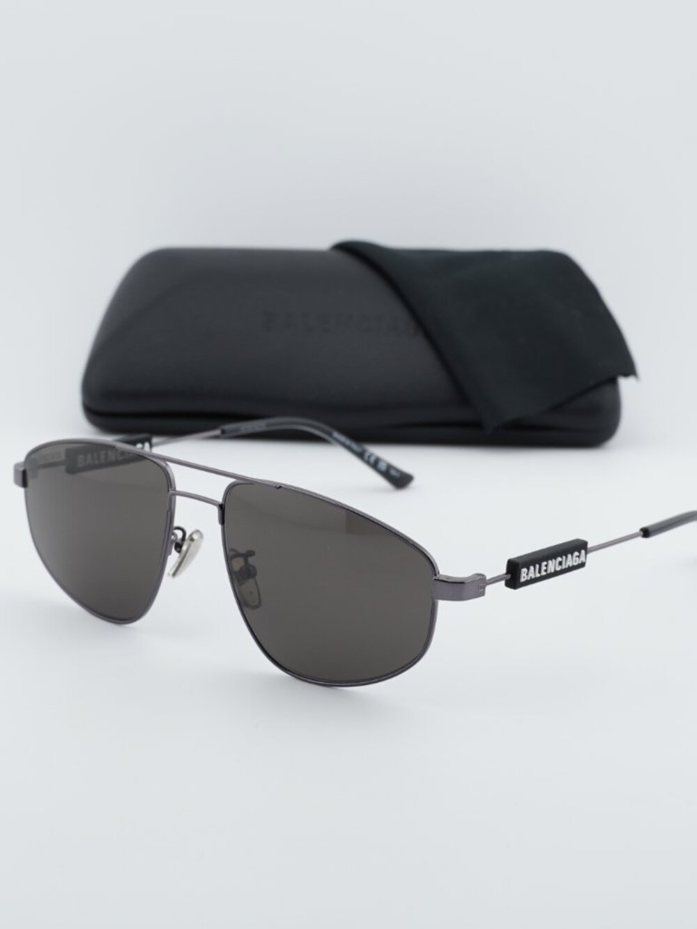 Balenciaga BB0115S 001 Aviator Sunglasses - Grey/Dark Grey - Picture 12 of 12